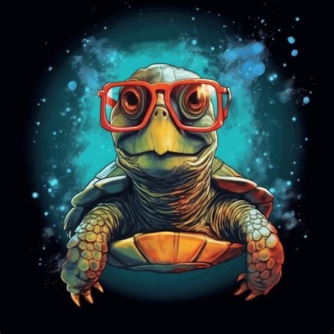 Premium Ai Image A Turtle Wearing Glasses And A Red Hat Is Sitting On