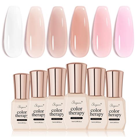 Amazon SHOYUM Jelly Gel Nail Polish Set 6 Colors Nude Gel Polish