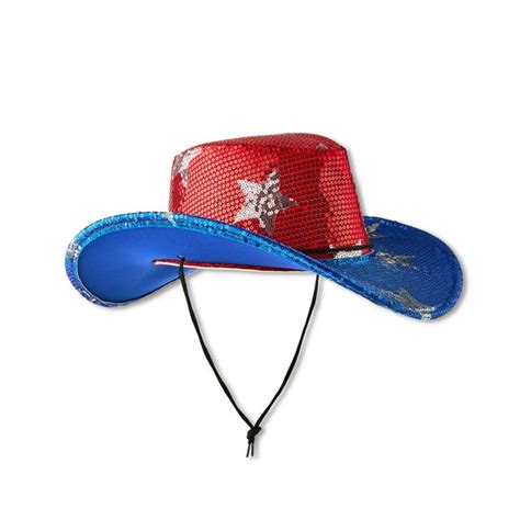 Patriotic Red And Blue Sequin Cowboy Hat By Way To Celebrate