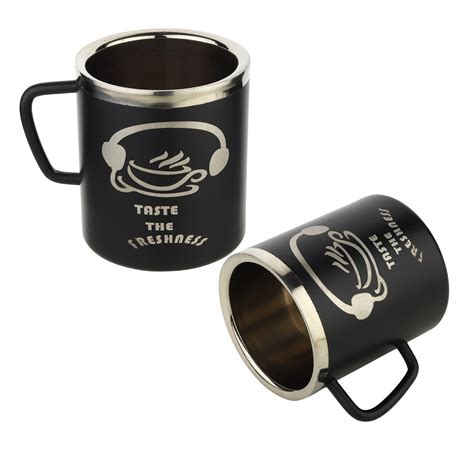 Double Wall Stainless Steel Powder Coated Coffee Mug Set With Laser