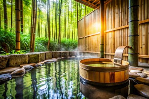 Japanese Hot Springs Onsen Natural Bath In The Natural Healing Bamboo