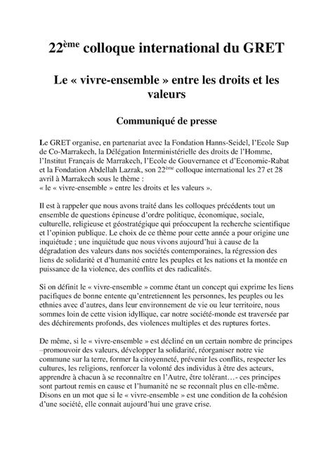 Calam O Communiqu De Presse Gret Colloque