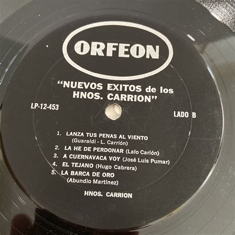 Nuevos Exitos De Los HERMANOS CARRION Mexican Lp Latin Rock Original