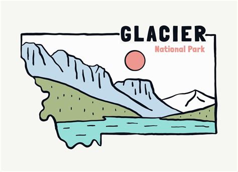 Glacier National Park Montana Vintage Vector Illustration For T Shirt