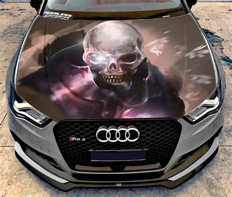 Skeleton Skull Car Hood Wrap Vinyl Decal Full Color Graphics Etsy