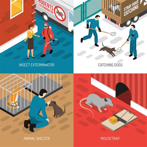 Animal Control Isometric Design Concept Vector Illustration 2285665 ...