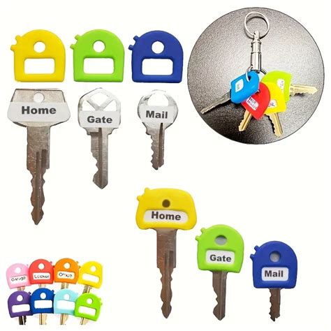 8 Pcs Silicone Key Covers With Labels Flexible Key Identifier Set Color Coded Key Tag Covers