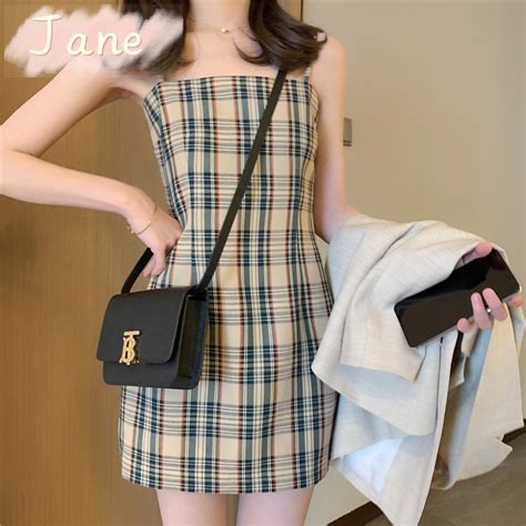 Gentle Style Plaid Suspender Dress Spring And Summer Feminine Short