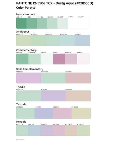 Pantone Tcx Dusty Aqua Color Palettes And Color Scheme