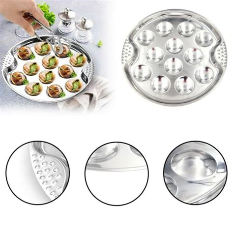 Big Sale 1roasted Snail Dish Stainless Escargot Plates With 12