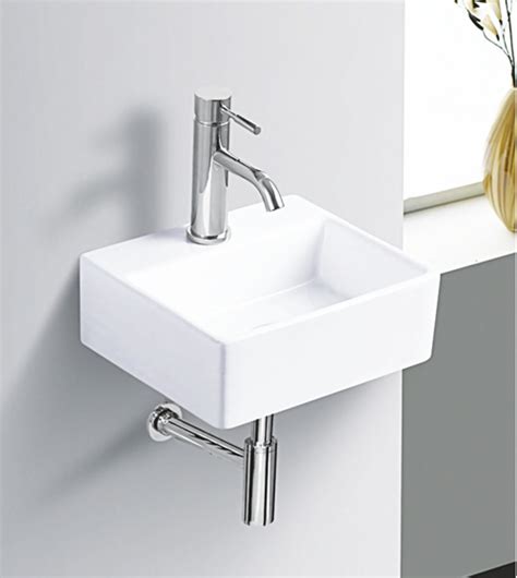 Square Ceramic Wall Mounted Wash Basin For Hotel Restaurant Pattern