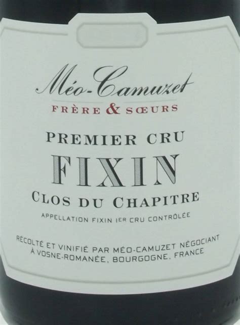 MÉO CAMUZET Frère Soeurs AOC Fixin 1er Cru Clos du Chapitre 2020 Rouge