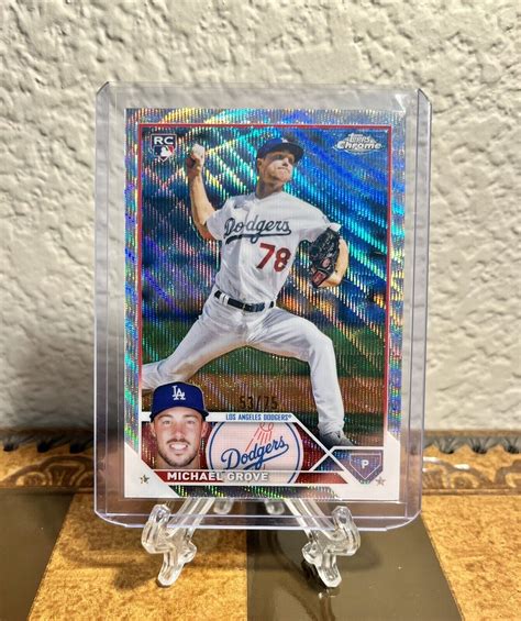 Topps Chrome Michael Grove Silver Wave Refractor Rc Dodgers