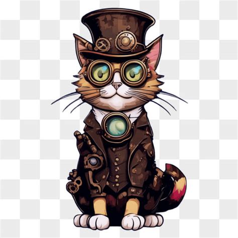 Steampunk Katze Mit Zylinder Und Schutzbrille Cartoons Online