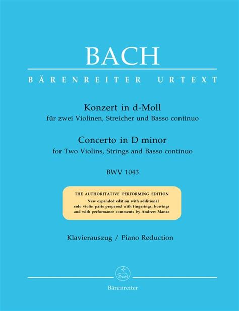 Partitions Bach J S Concerto Re Mineur Bwv 1060 Violon Hautbois