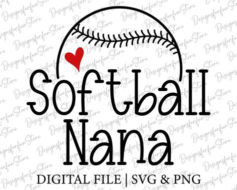 Softball Nana Svg Sports Svg Heart Svg Softball Svg Sports Etsy UK