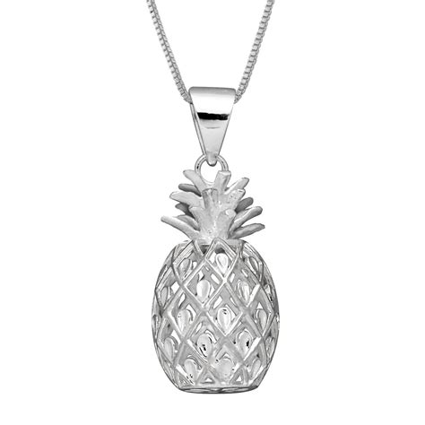 Sterling Silver Medium Pineapple Pendant Necklace 162 Extender