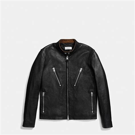 Coach Mens Leather Jackets Washed Leather Racer Jacket