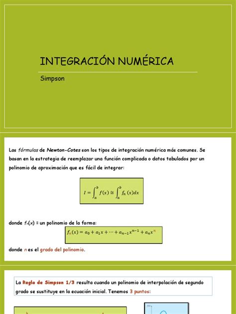 Integración Numérica Mediante Los Métodos De Simpson Pdf Ciencia