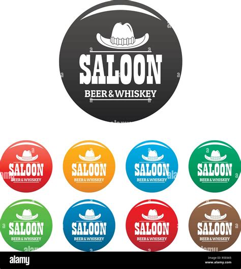 Whiskey Saloon Icons Set 9 Color Vector Isolated On White For Any