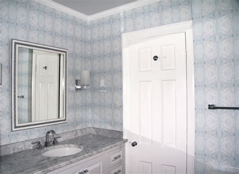 125-5 Periwinkle Blue Wallpaper - Transitional - Bathroom - Richmond ...