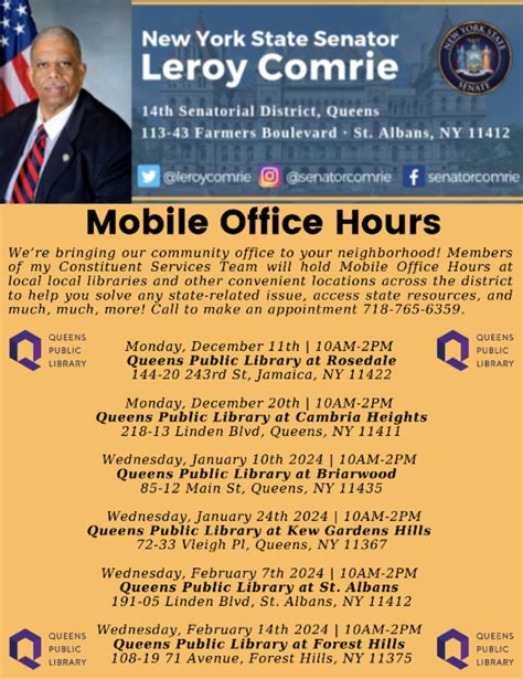 New York State Senator Leroy Comrie Mobile Office Hours – Jamaica311