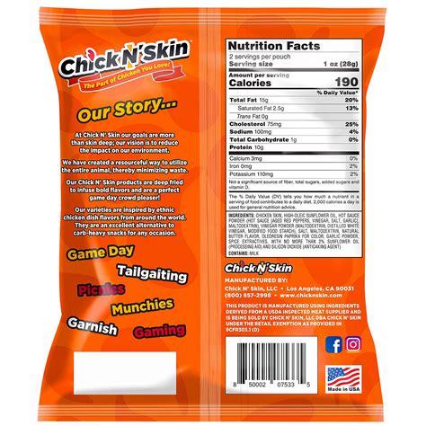 Chick N Skin Fried Chicken Skins Buffalo Wing Flavor Pack Keto