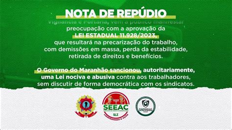 Nota De Repúdio Contra O Governo Do Maranhão Lei Da Contratação