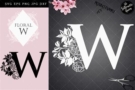 W - Floral Letter Design Graphic by thesilhouettequeenshop · Creative ...