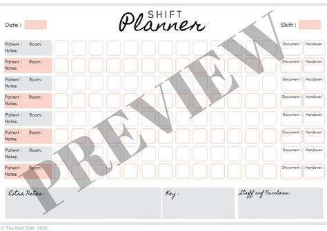 Nursing Shift Planner Nursing Time Planner Nursing Etsy