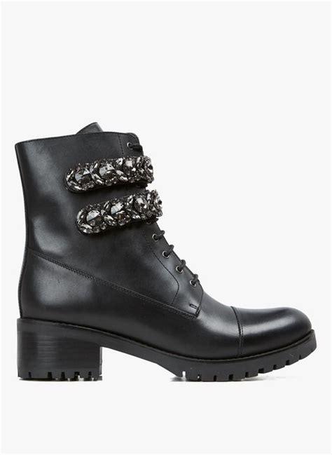 Bottines En Cuir Lac Es Avec Bandes En Strass Noir By Cosmoparis