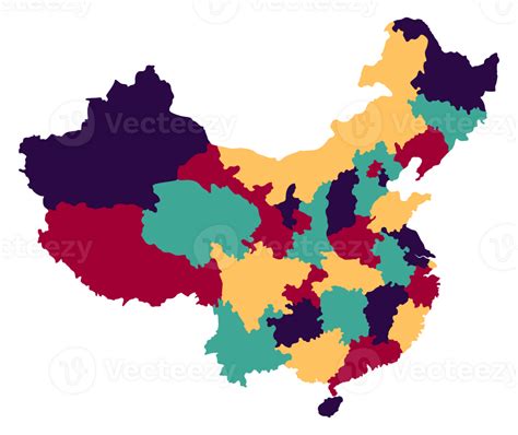 China map. Map of China in administrative provinces in multicolor ...