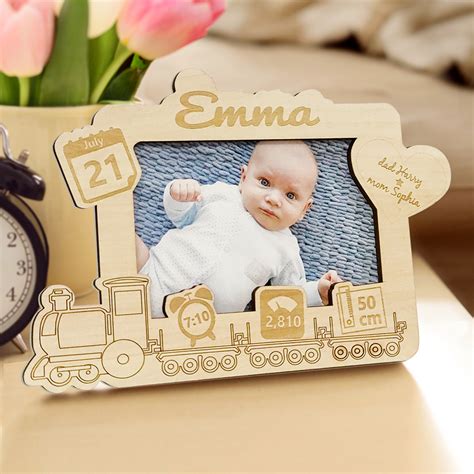 Personalized Newborn Photo Frame Engraving Baby Wood Frame - MadeMine Custom Drop Shipping