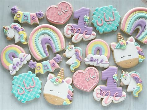 Unicorns And Rainbows Birthday Cookies In 2021 Rainbow Cookies First