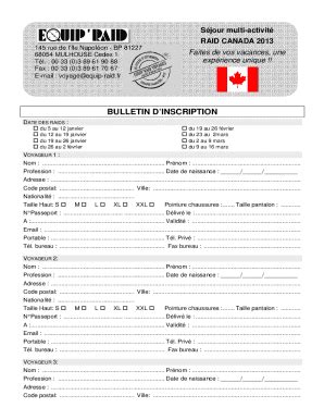 Remplissable En Ligne Fiche D Inscription CANADA Multi Activits Faxer