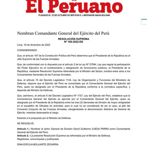 David Ojeda Es Nombrado El Nuevo Comandante General Del Ejército Radio Moderna Cajamarca 1280 Am