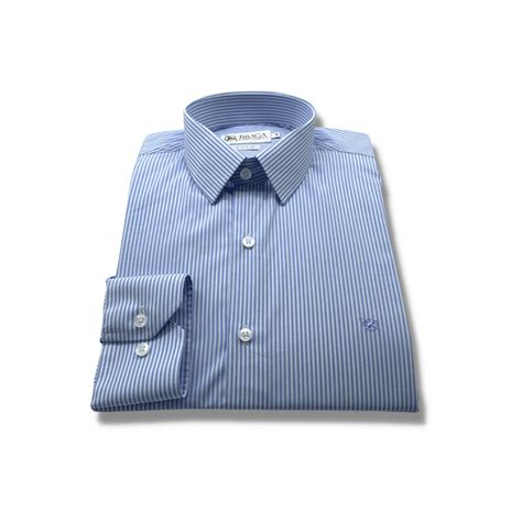 Camisa Social Masculina Manga Longa Listrada Azul Claro