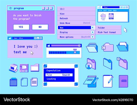 Retro Computer Windows Popup 90s Interface Online Vector Image