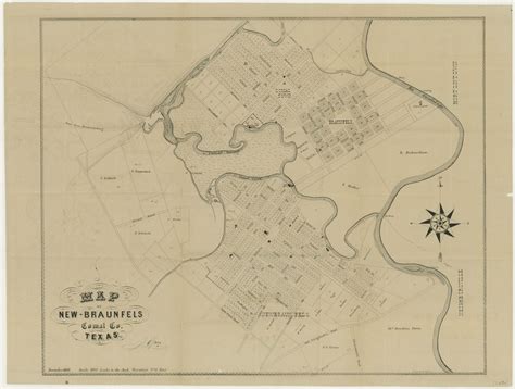 1868 Map Of New Braunfels Texas Tejano