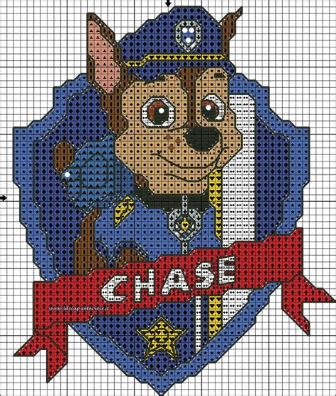 Paw Patrol Chase Schema Punto Croce Disney Cross Stitch Patterns