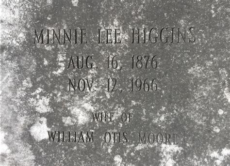 Minnie Lee Higgins Moore 1876 1966 Find A Grave äreminne