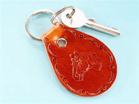 Leather Keychain Horses Head Key Chain Horse Keyring Ts For Etsy