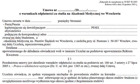 Nr Xiv R Zmiana Druku Umowy O Odp Atno Ci Za Studia W Ramach Ed