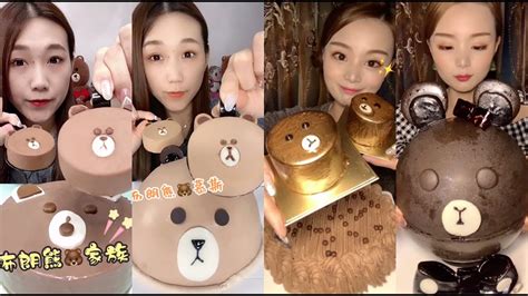 Chocolate Mousse Bear Cake Party 초콜릿 무스 곰 케이크 파티 디지트케이크먹방 dessert