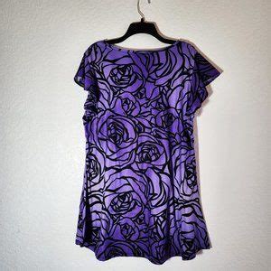 Lily Tops Lily By Firmiana Purple And Black Rose Print Flutter