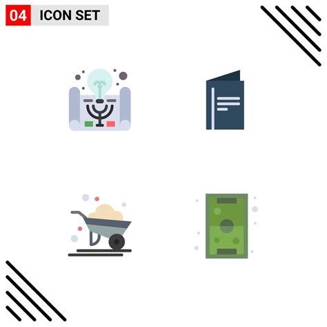 Set Of 4 Vector Flat Icons On Grid For Active Learning Farm Project Management Brochure