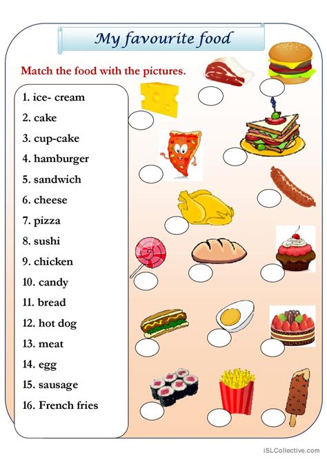 Esl Food Worksheets For Adults