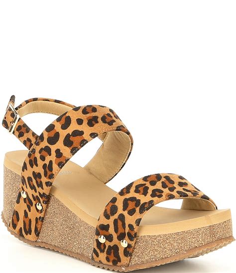 Volatile Summerlove Leopard Print Banded Wedge Sandals Dillards