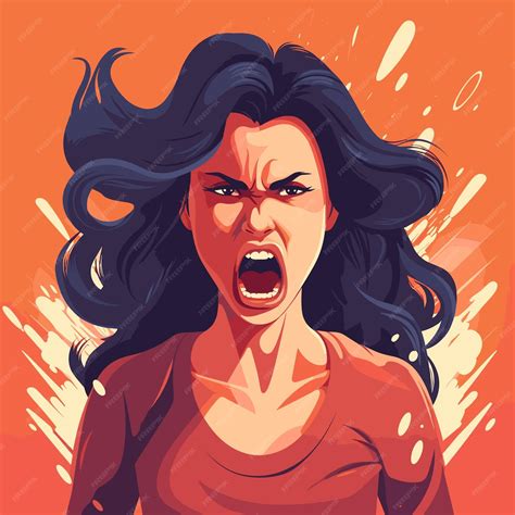 Premium Vector Anger Rage And Negative Emotions Concept Woman Feeling Furious Aggressive Angry