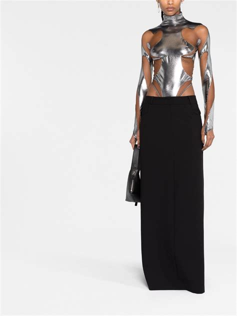 Mugler Metallic Cut Out Bodysuit Farfetch